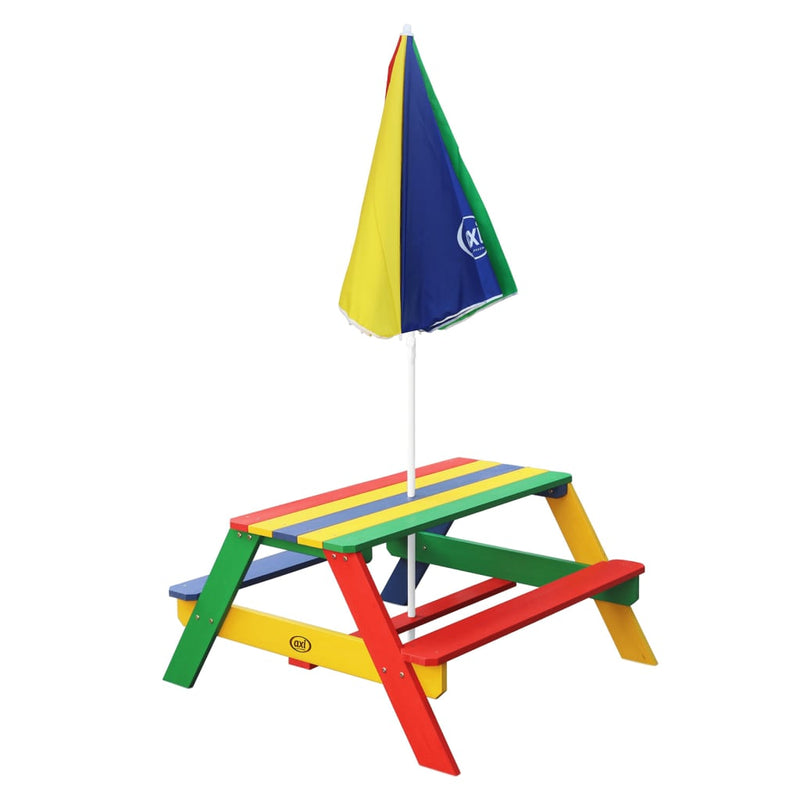 AXI Children Picnic Table Nick with Umbrella Rainbow