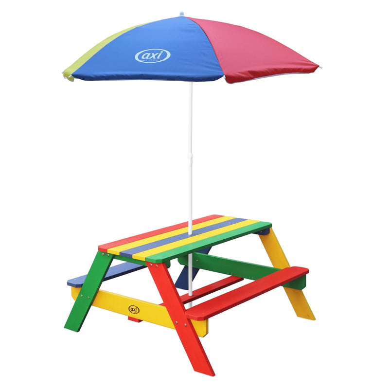 AXI Children Picnic Table Nick with Umbrella Rainbow