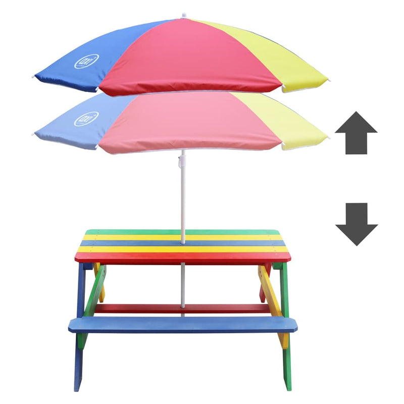 AXI Children Picnic Table Nick with Umbrella Rainbow