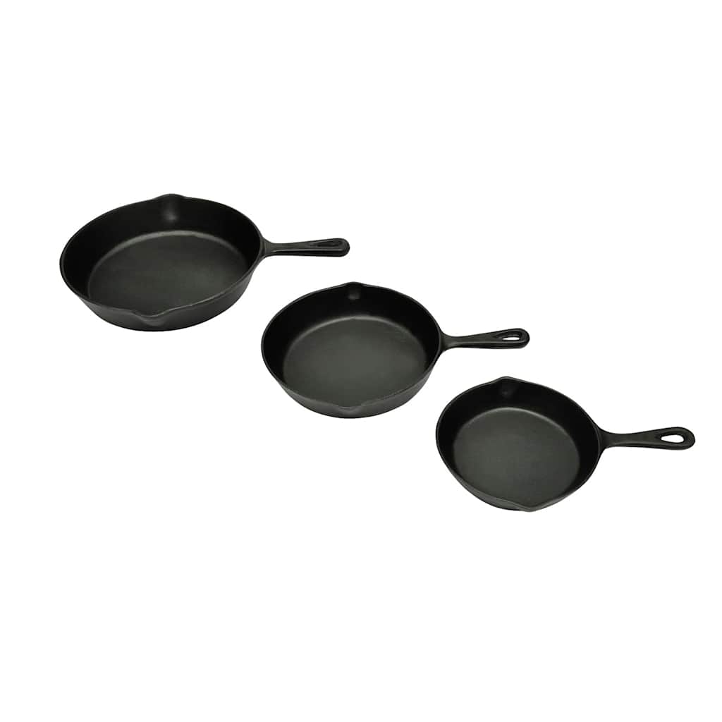 Set of 3 BBQ Steak Pans Cast Iron 1