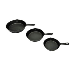 Set of 3 BBQ Steak Pans Cast Iron 1