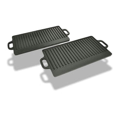 vidaXL Grill Platter 2 pcs Cast Iron Reversible 38x23 cm 1