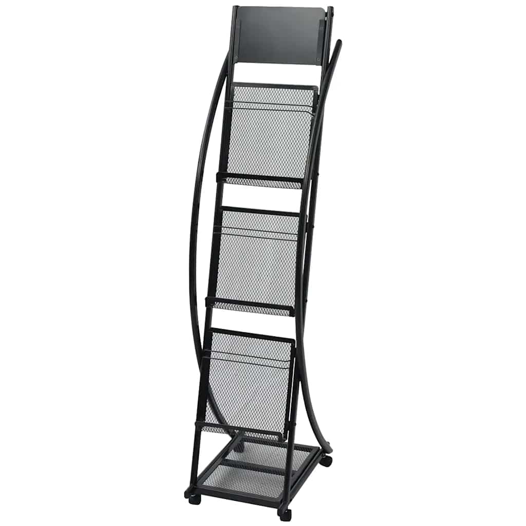 vidaXL Magazine Rack 40x32x131 cm Black A4 1
