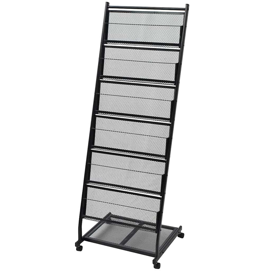 30100 vidaXL Magazine Rack 47,5x43x133 cm Black A4 1