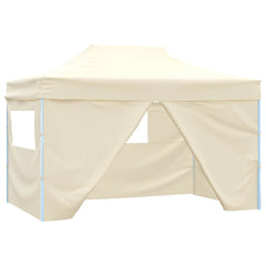 vidaXL Foldable Tent Pop-Up with 4 Side Walls 3x4.5 m Cream White 1