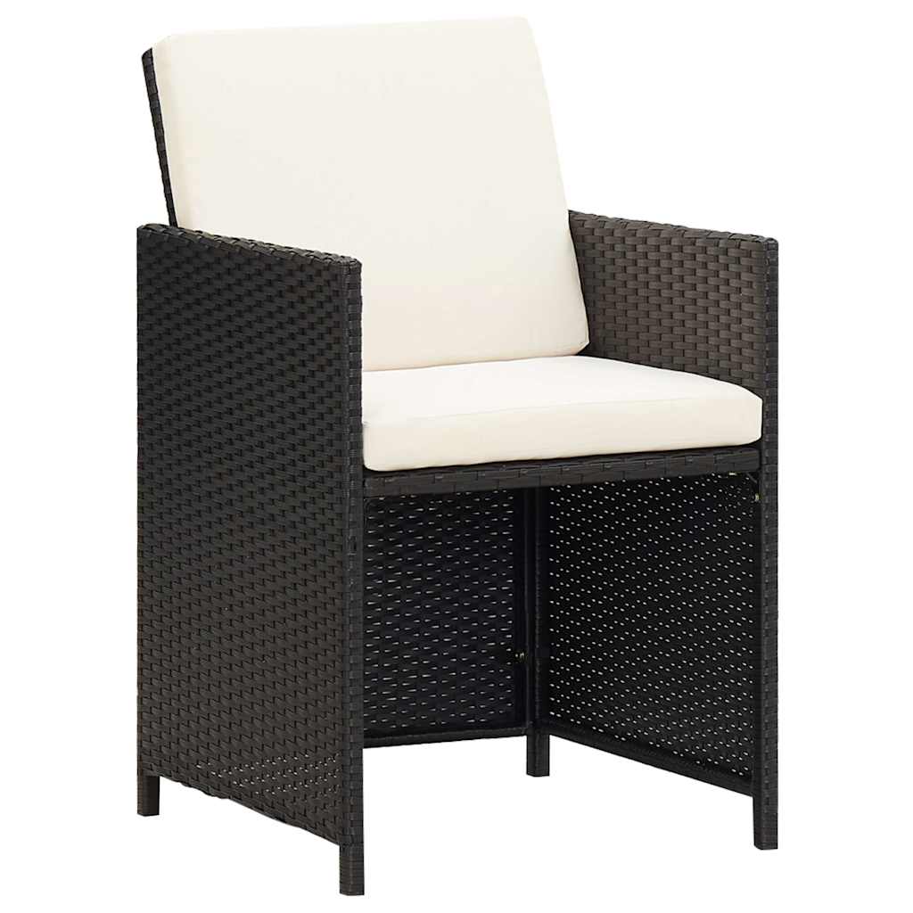5 Piece Outdoor Dining Set with Cushions Poly Rattan Black 4