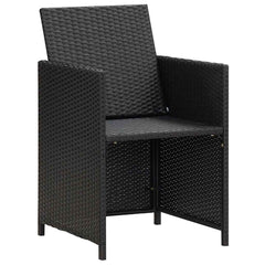 5 Piece Outdoor Dining Set with Cushions Poly Rattan Black 4