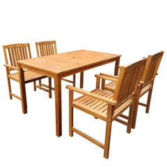 5 Piece Outdoor Dining Set Solid Acacia Wood 140 cm table length 4