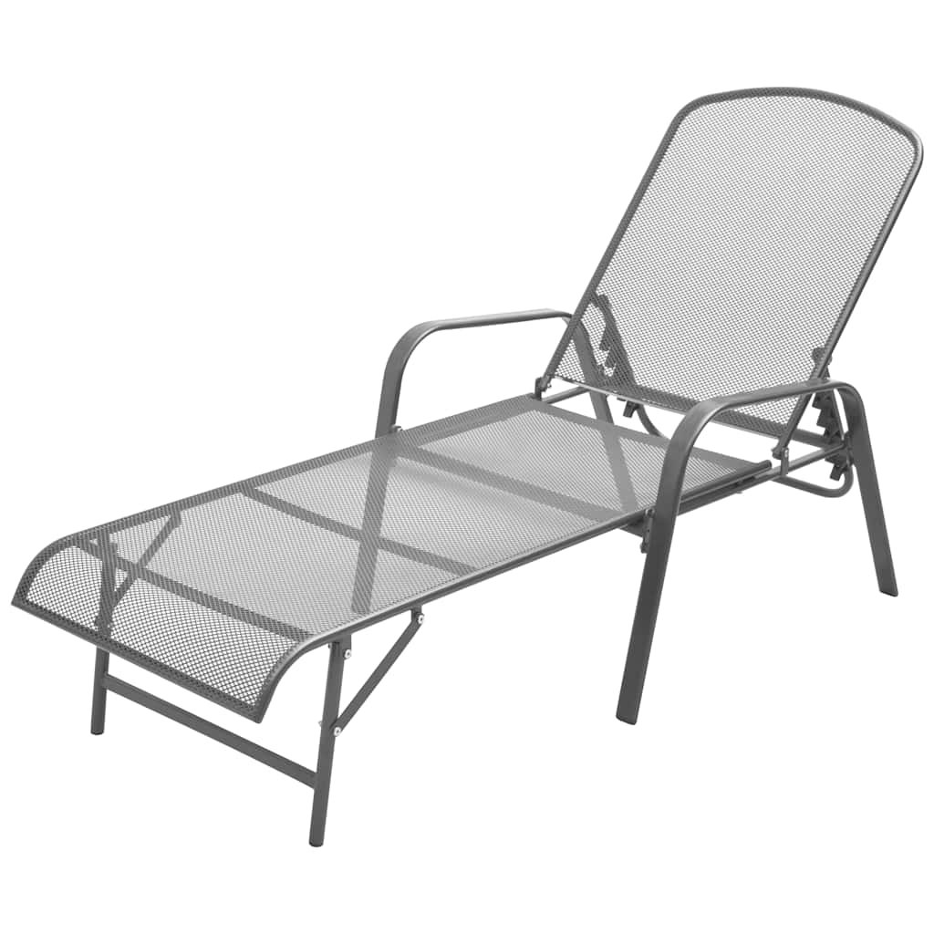 42725 vidaXL Sun Lounger Steel Anthracite 1