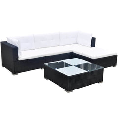 vidaXL 5 Piece Garden Lounge Set with Cushions Poly Rattan Black 1