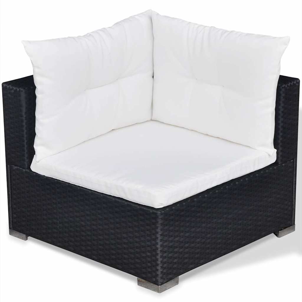 vidaXL 5 Piece Garden Lounge Set with Cushions Poly Rattan Black 6