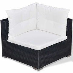 vidaXL 5 Piece Garden Lounge Set with Cushions Poly Rattan Black 6