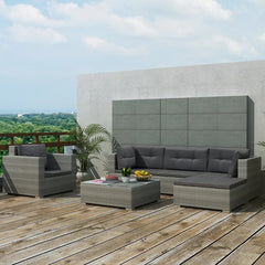 vidaXL 6 Piece Garden Lounge Set with Cushions Poly Rattan Grey 2