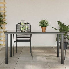 Garden Table Black 80x80x74 cm Aluminium and Glass 150 cm