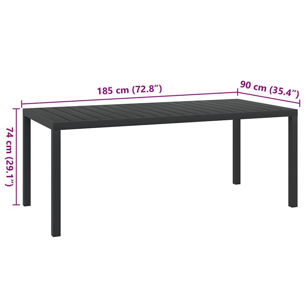 Garden Table Black Aluminium and WPC 185 cm 90 cm
