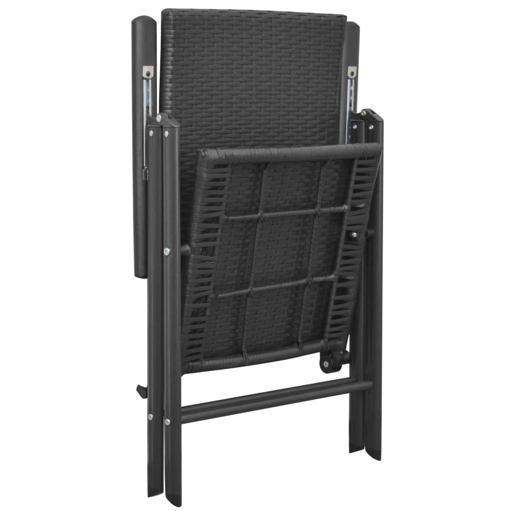 Stackable Folding Chairs 2 pcs Poly Rattan Black