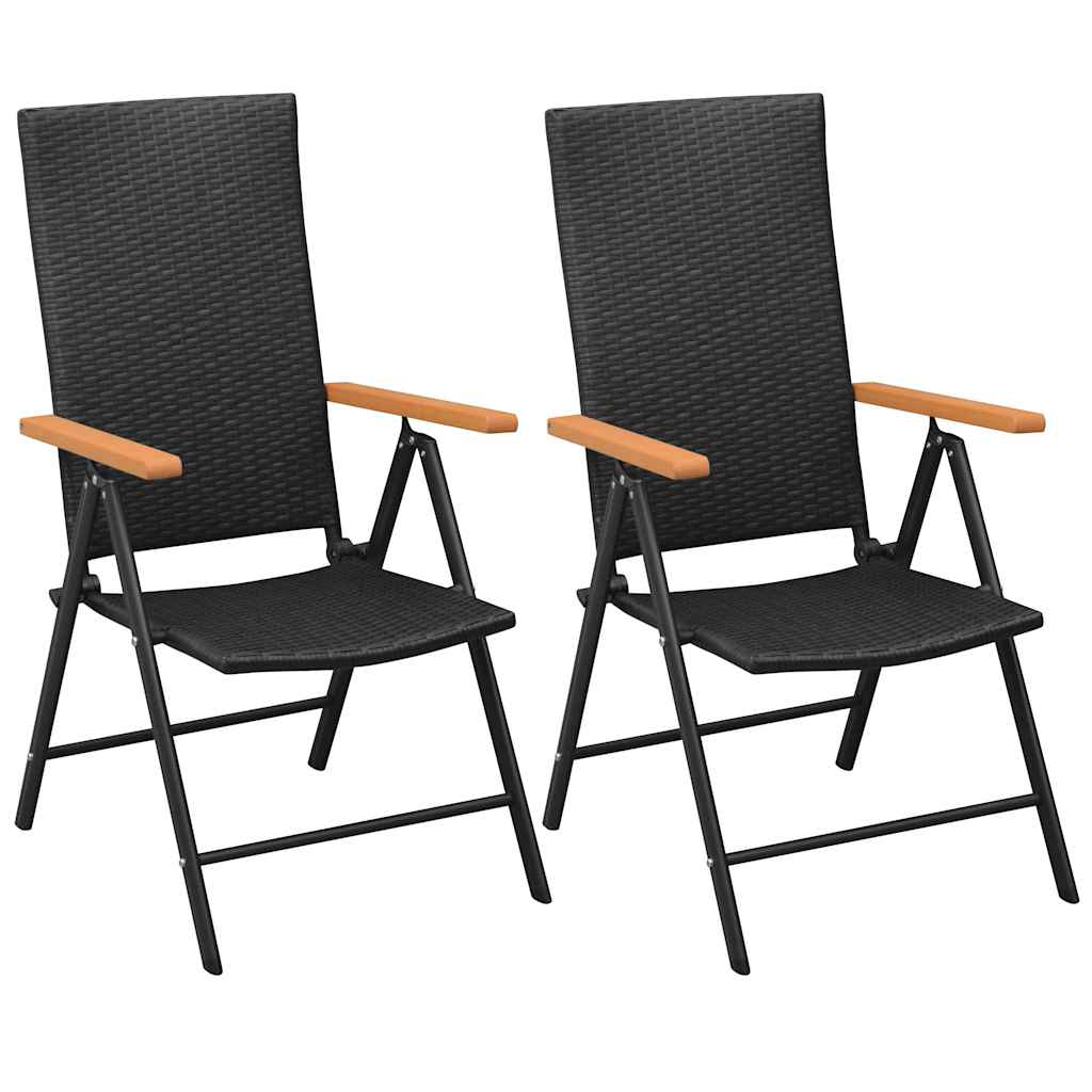 Stackable Folding Chairs 2 pcs Poly Rattan Black and brown