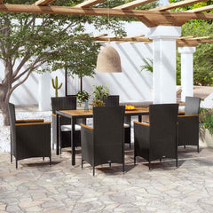 42913 vidaXL 7 Piece Outdoor Dining Set with Cushions Poly Rattan 1