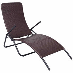 vidaXL Folding Sun Lounger Poly Rattan Brown 1