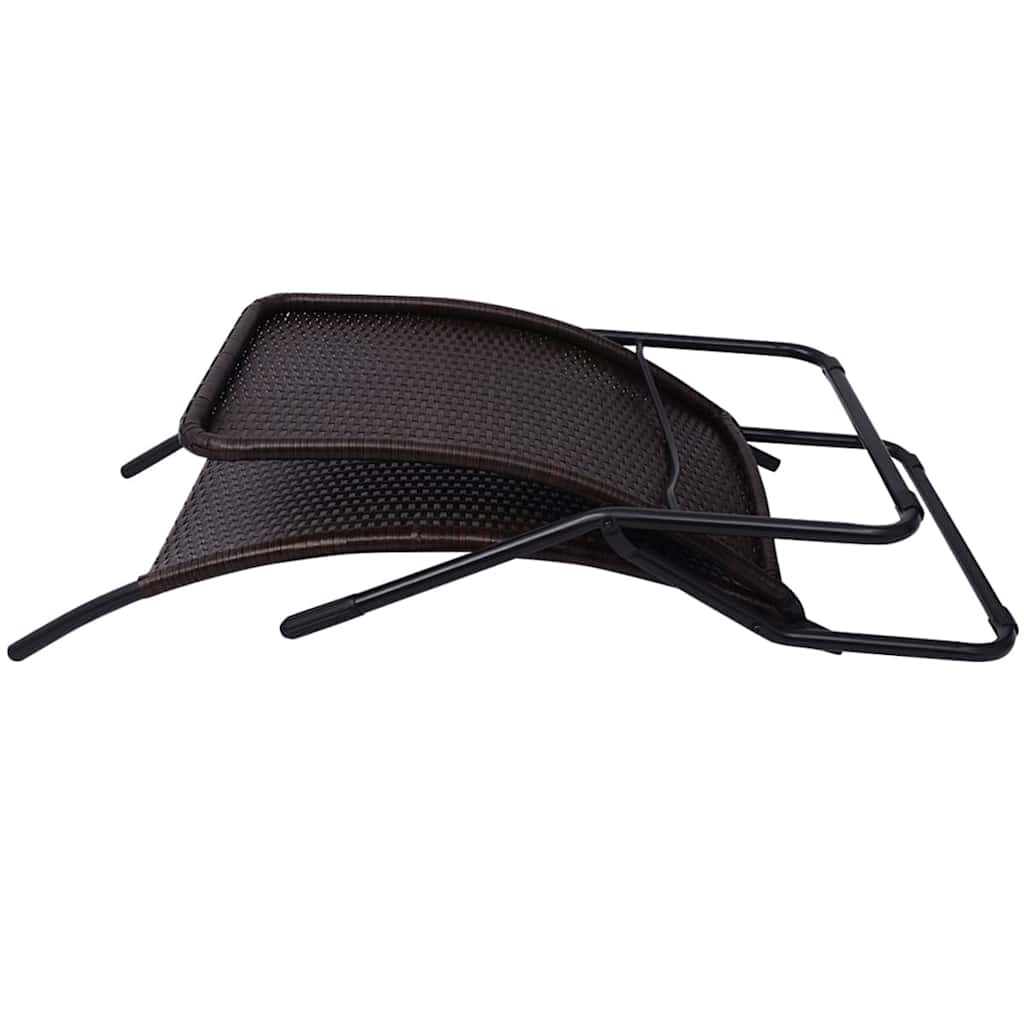vidaXL Folding Sun Lounger Poly Rattan Brown 4