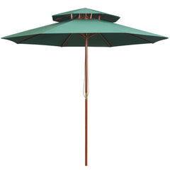 vidaXL Double Decker Garden Parasol 270x270 cm Wooden Pole Green 1