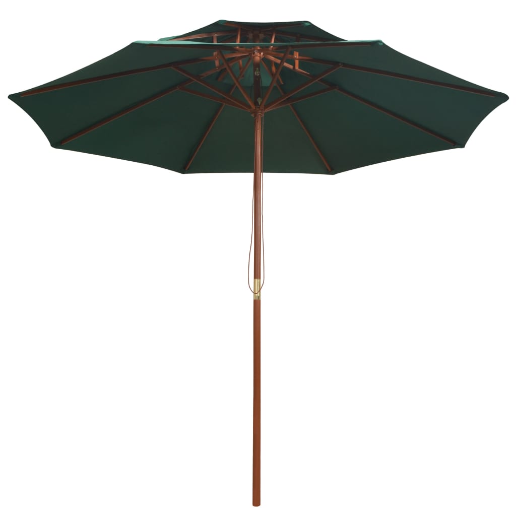 vidaXL Double Decker Garden Parasol 270x270 cm Wooden Pole Green 2