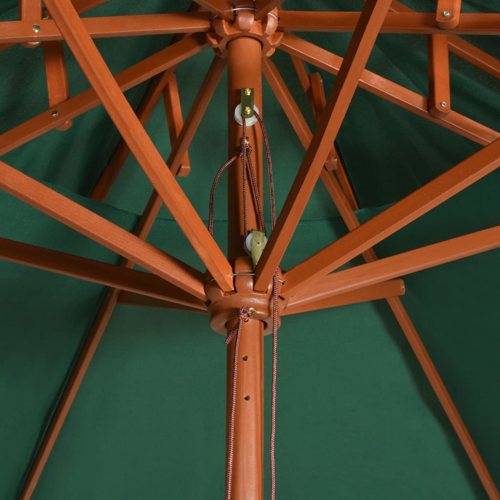 vidaXL Double Decker Garden Parasol 270x270 cm Wooden Pole Green 5