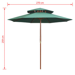 vidaXL Double Decker Garden Parasol 270x270 cm Wooden Pole Green 6