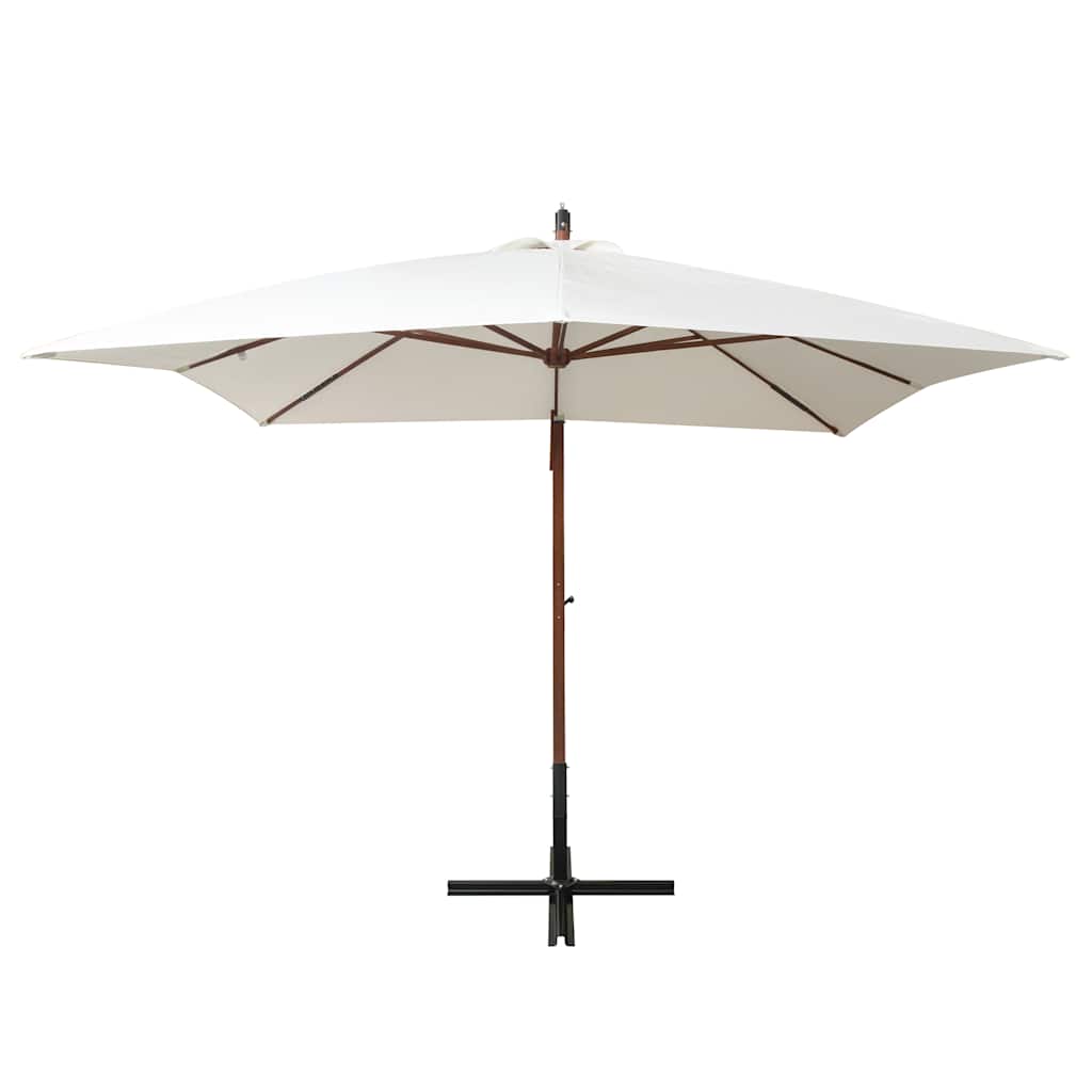 vidaXL Hanging Garden Parasol 300x300 cm Wooden Pole White 2