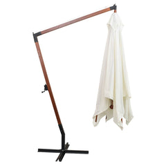 vidaXL Hanging Garden Parasol 300x300 cm Wooden Pole White 3