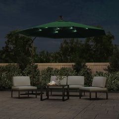 vidaXL Hanging Garden Parasol with LED Lighting 300 cm Green Metal Pole 3