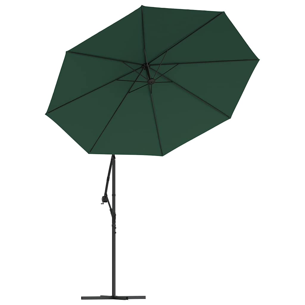 vidaXL Hanging Garden Parasol with LED Lighting 300 cm Green Metal Pole 5