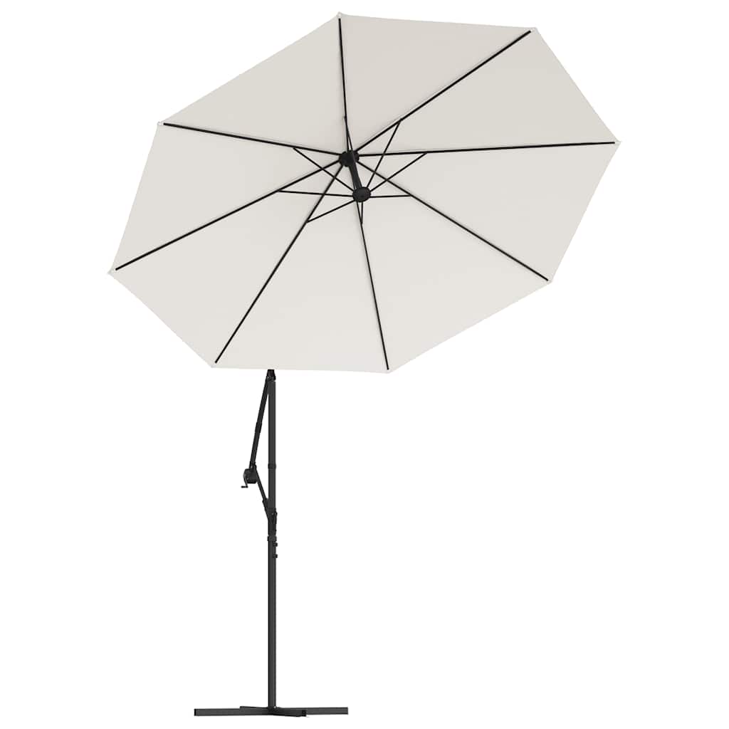 vidaXL Hanging Garden Parasol with LED Lighting 300 cm Sand Metal Pole 5
