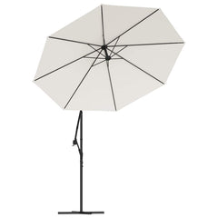 vidaXL Hanging Garden Parasol with LED Lighting 300 cm Sand Metal Pole 5