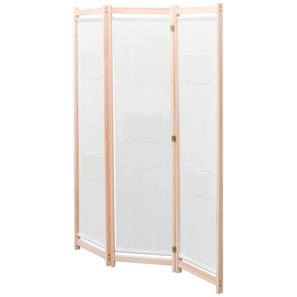 vidaXL 3-Panel Room Divider Cream 120x170x4 cm Fabric 2