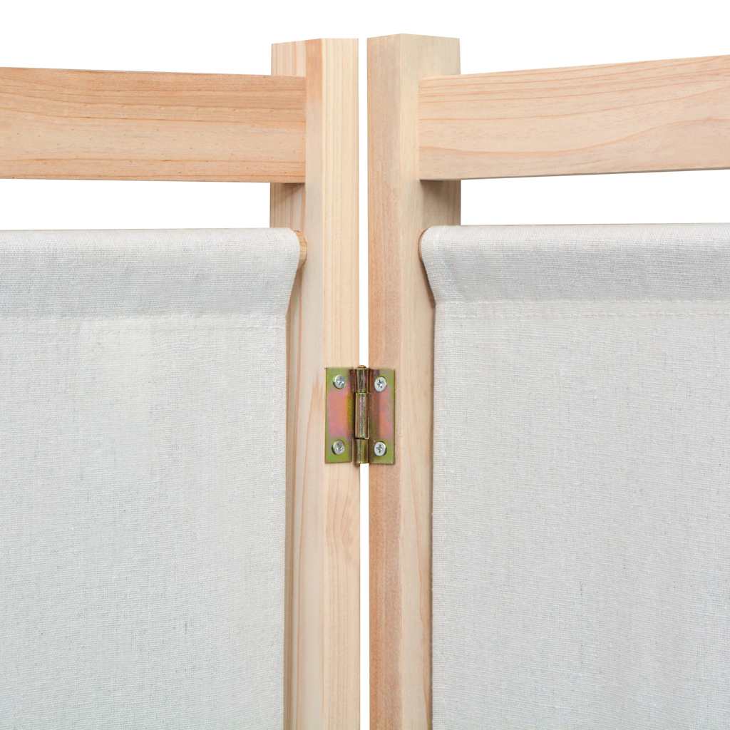 vidaXL 3-Panel Room Divider Cream 120x170x4 cm Fabric 4