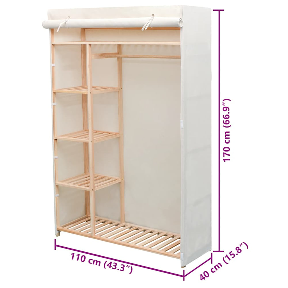 Wardrobe 110x40x170 cm Fabric White