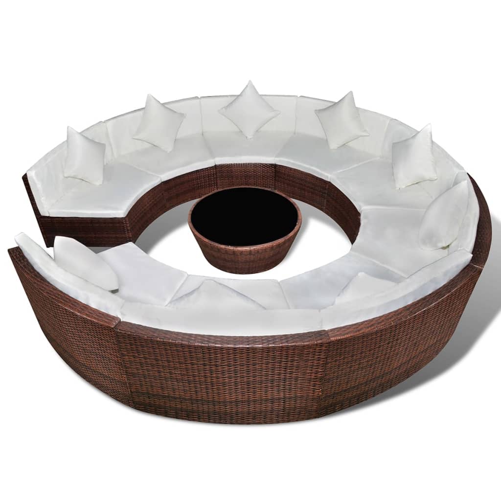 vidaXL 10 Piece Garden Lounge Set with Cushions Poly Rattan Brown 3