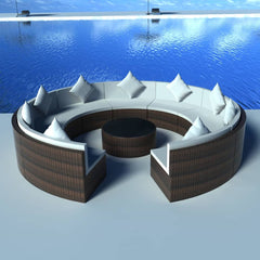 vidaXL 10 Piece Garden Lounge Set with Cushions Poly Rattan Brown 1