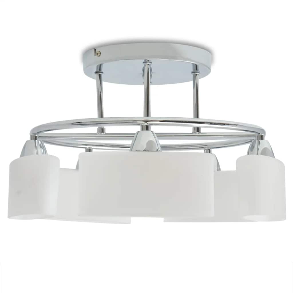 vidaXL Ceiling Lamp | Chrome, White | Glass, Metal | Medium | Ceiling Lamp 3