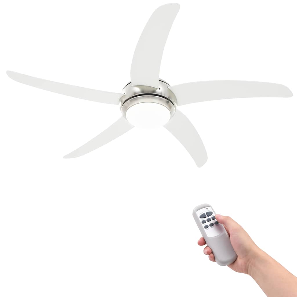 Ceiling Fan with Light and Remote Control Ø White 128 cm with 5 blades