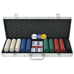 vidaXL Poker Set with 500 Chips Aluminium 1