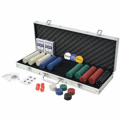 vidaXL Poker Set with 500 Chips Aluminium 2