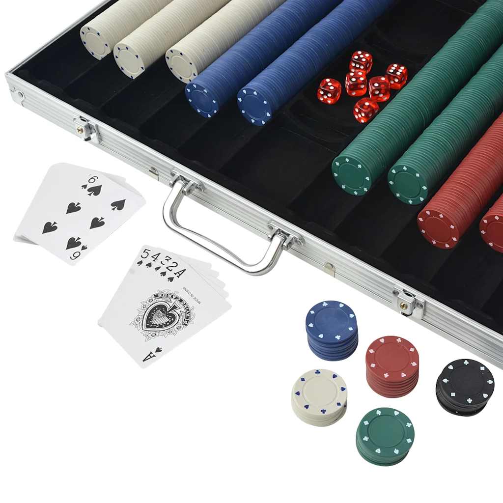 vidaXL Poker Set with 1000 Chips Aluminium 3