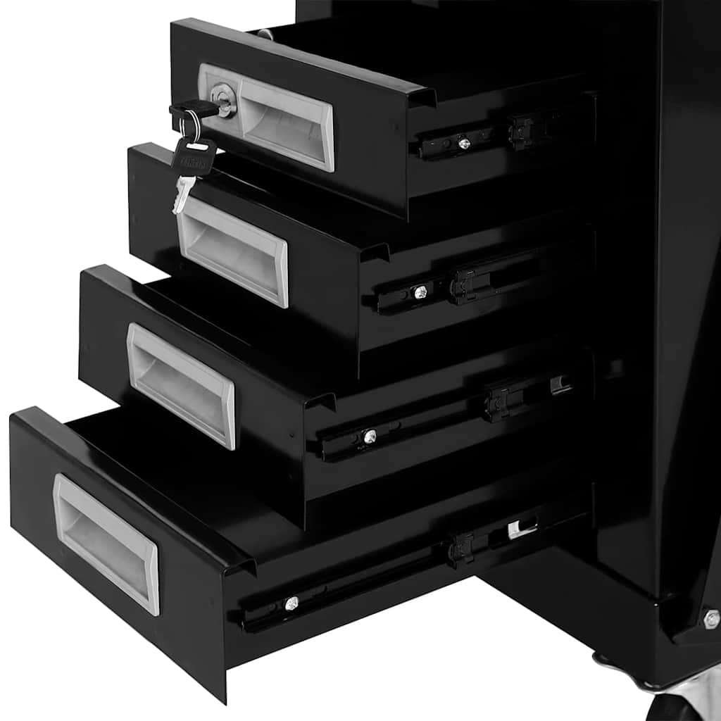 vidaXL Welding Cart with 4 Drawers Black 4