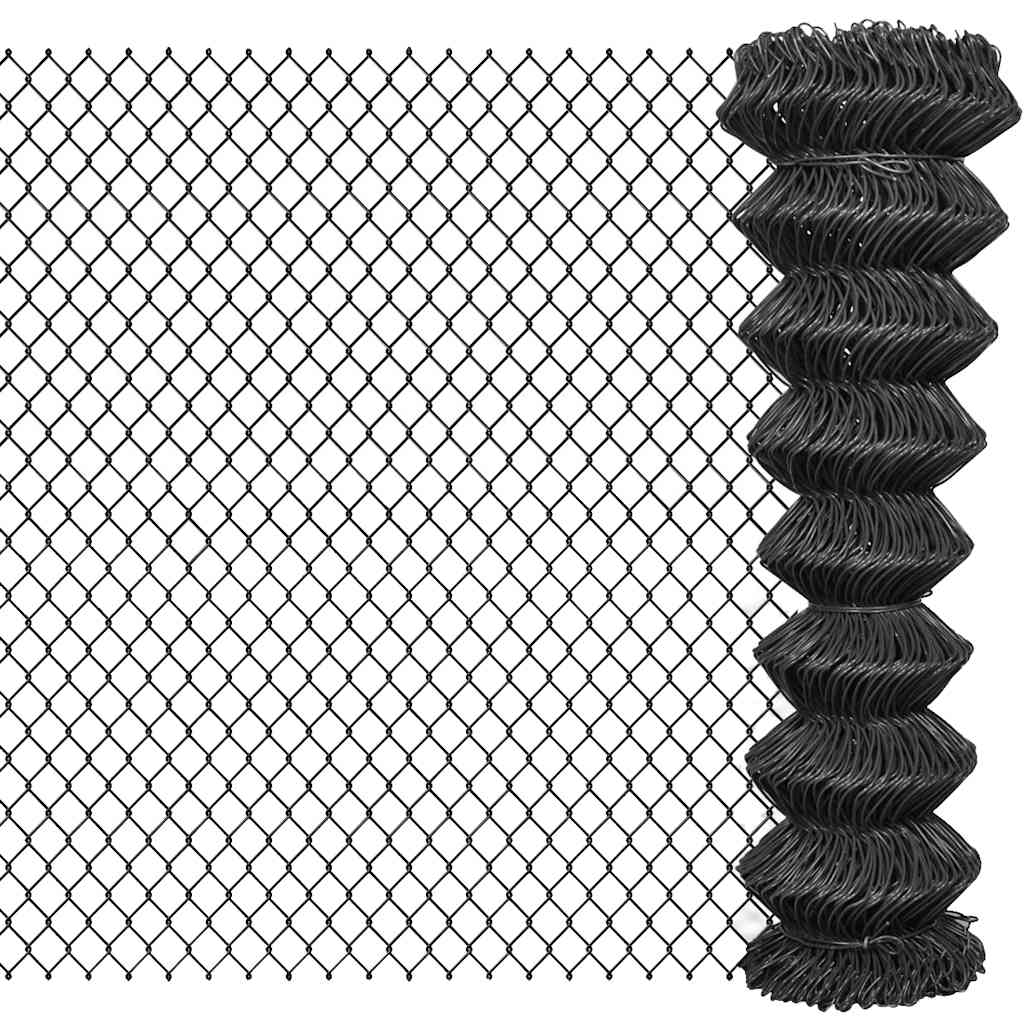 Chain Link Fence Steel mesh Size 60 x 60 mm Grey Length 15 m 1.5 m
