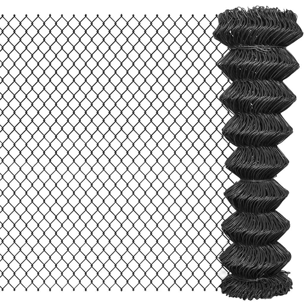 Chain Link Fence Steel mesh Size 60 x 60 mm Grey Length 25 m 1.5 m