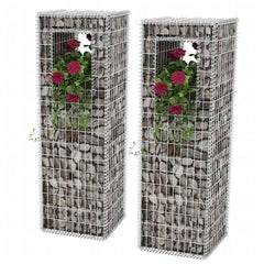 Gabion Basket Posts/Planters 2 pcs Steel 50 x 50 x 160 cm