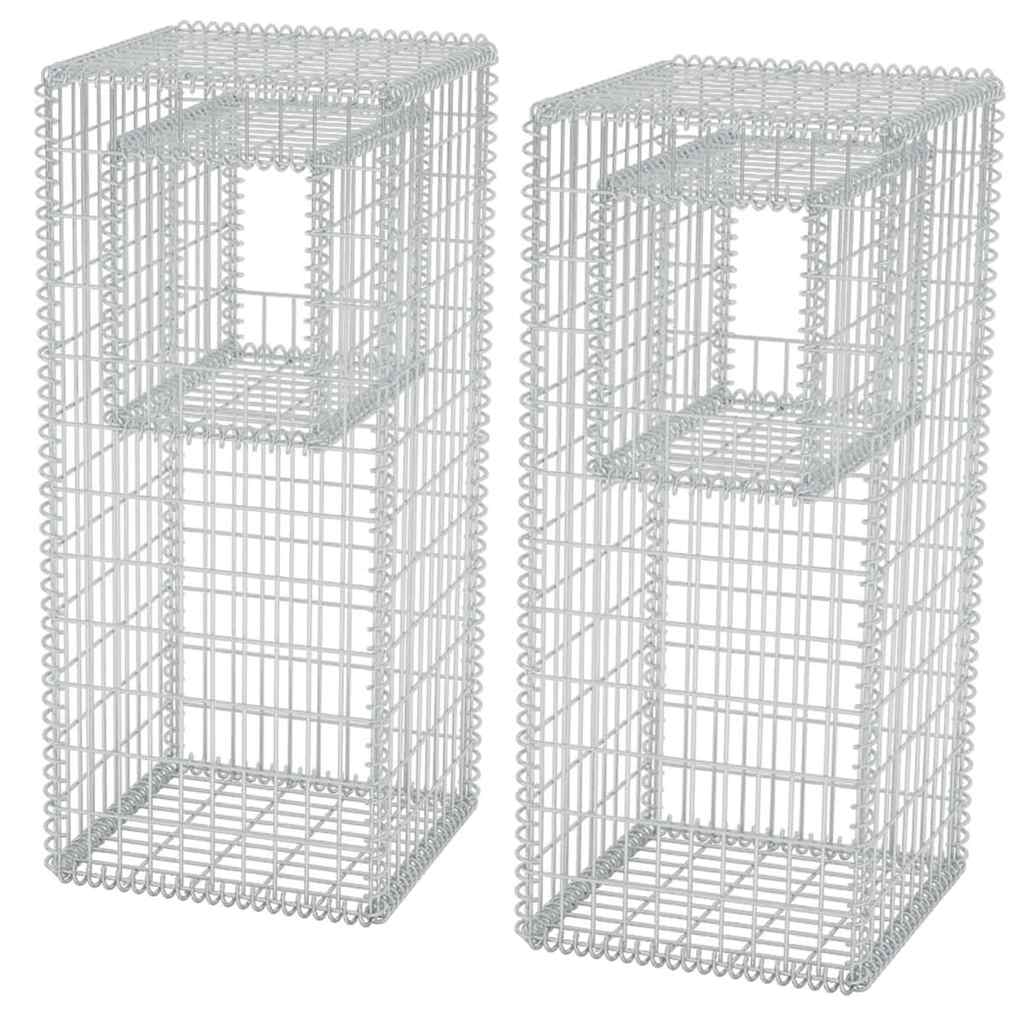Gabion Basket Posts/Planters 2 pcs Steel 50 x 50 x 120 cm