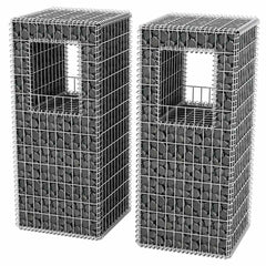Gabion Basket Posts/Planters 2 pcs Steel 50 x 50 x 120 cm